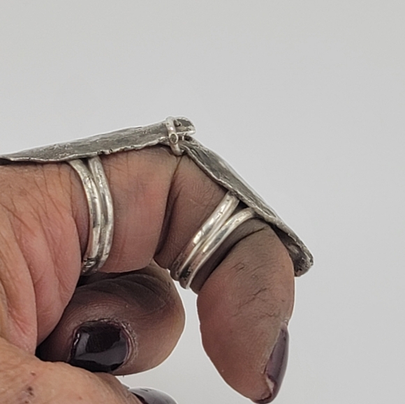FINGER ARMOR HANDMADE IN STERLING SILVER METAL SIZE 8.5 & 6 - Picture 7 of 7
